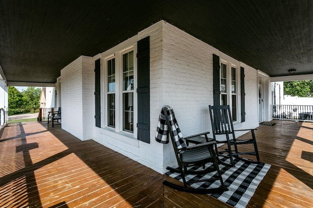 deck featuring a porch