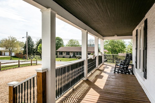 deck featuring a porch