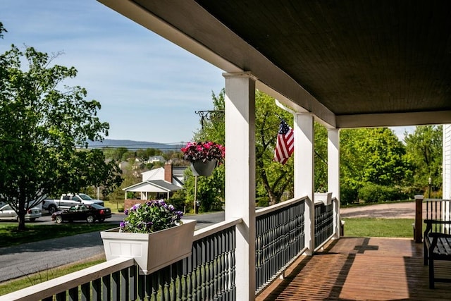 deck with covered porch