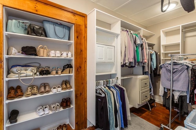 spacious closet featuring wood finished floors