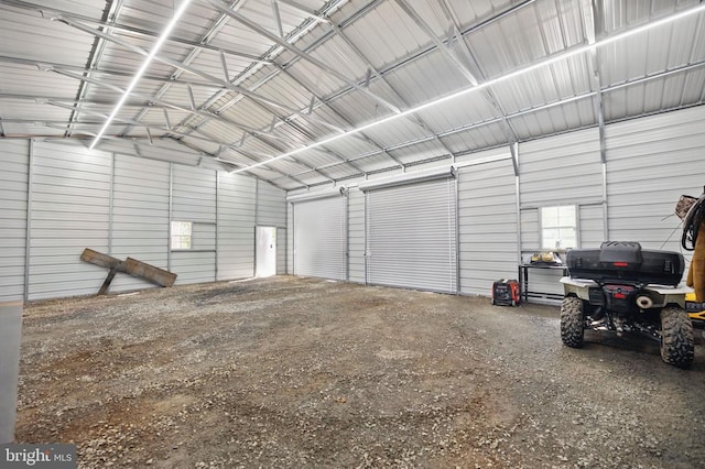 garage with metal wall