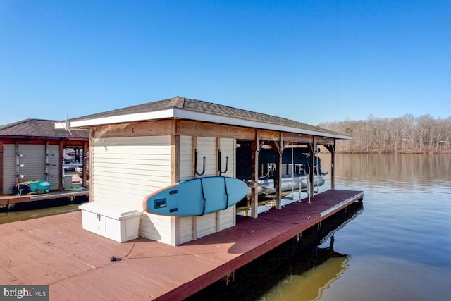 dock area with a water view