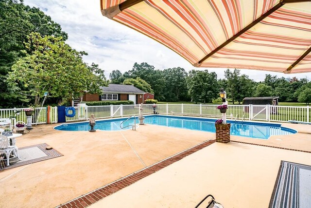 view of pool featuring a patio