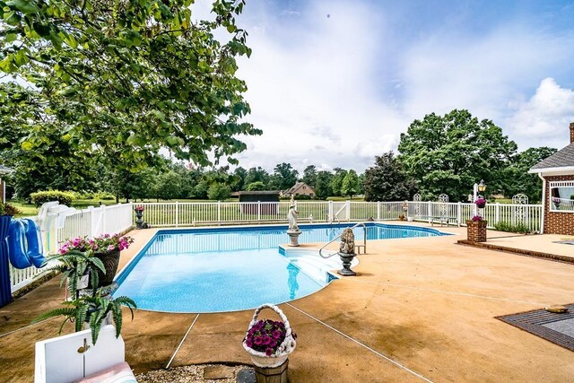 view of swimming pool with a patio area