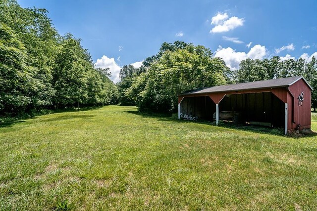 view of yard with an outbuilding