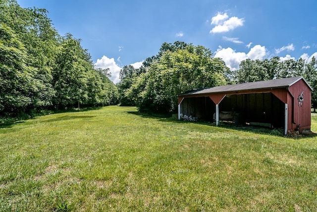 view of yard with an outbuilding