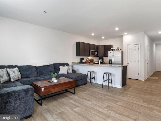 living room featuring light wood-type flooring