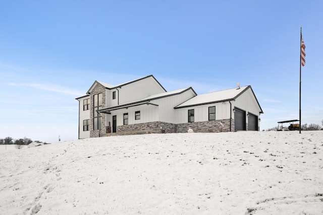 exterior space with a garage