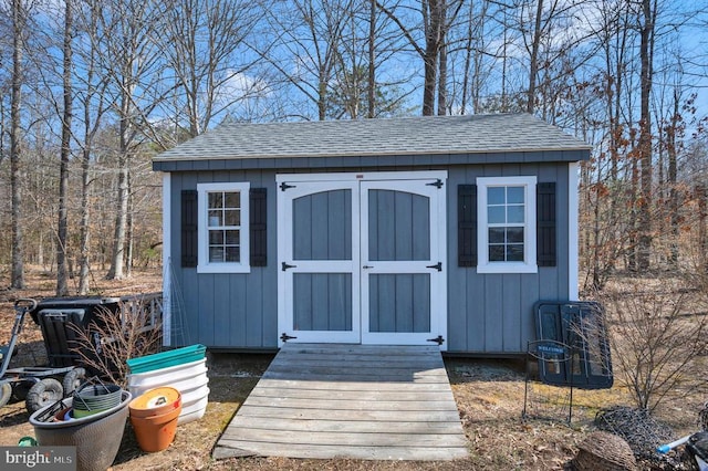 view of shed