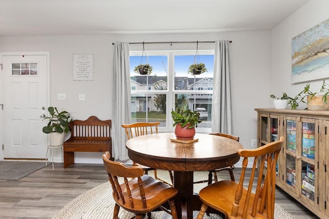 dining space featuring hardwood / wood-style floors