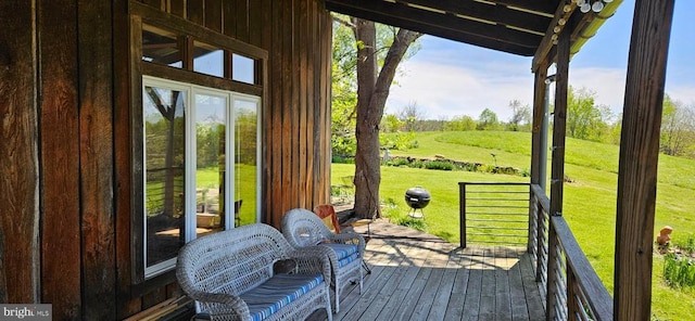exterior space with hardwood / wood-style flooring