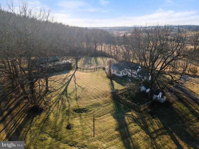 bird's eye view featuring a rural view