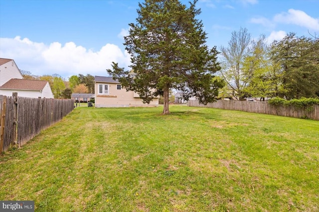 view of yard featuring a fenced backyard