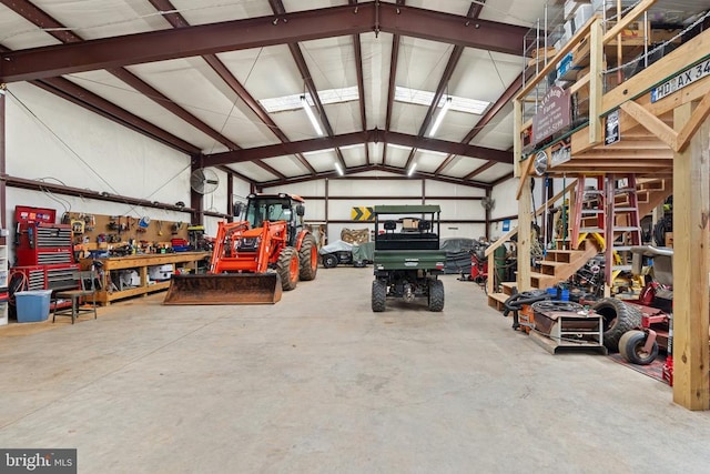 garage featuring a workshop area