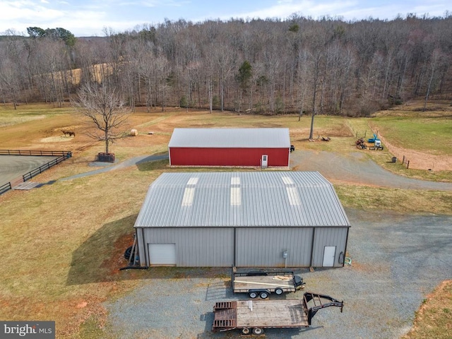 aerial view featuring a forest view