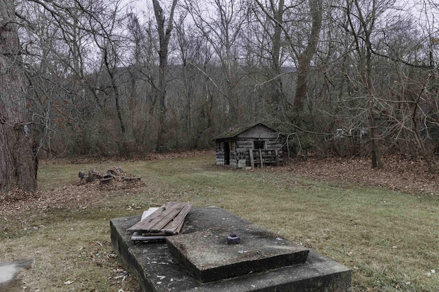 view of yard with an outbuilding