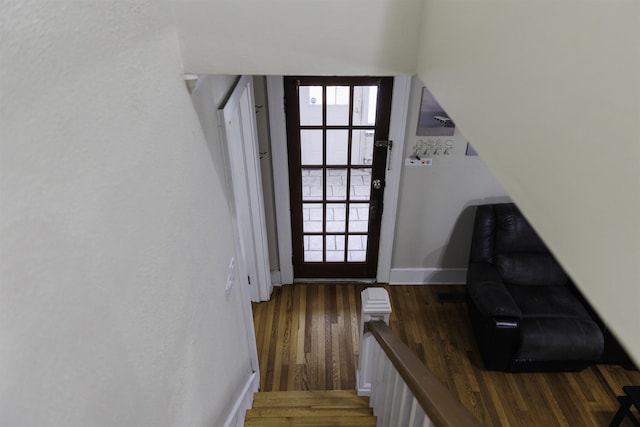 entryway with dark wood-type flooring