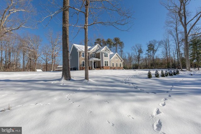 view of yard layered in snow