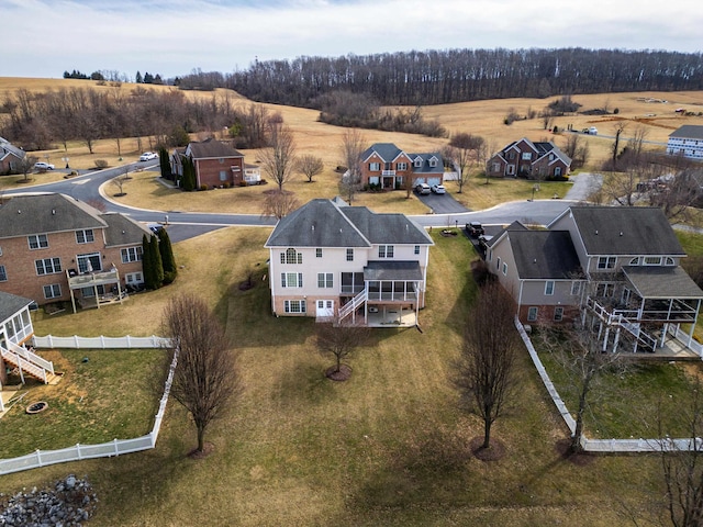 birds eye view of property featuring a rural view