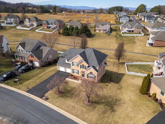 drone / aerial view with a residential view