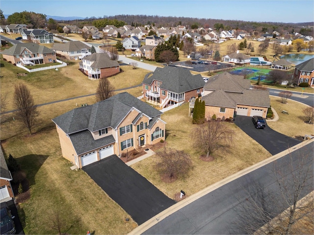 bird's eye view with a residential view