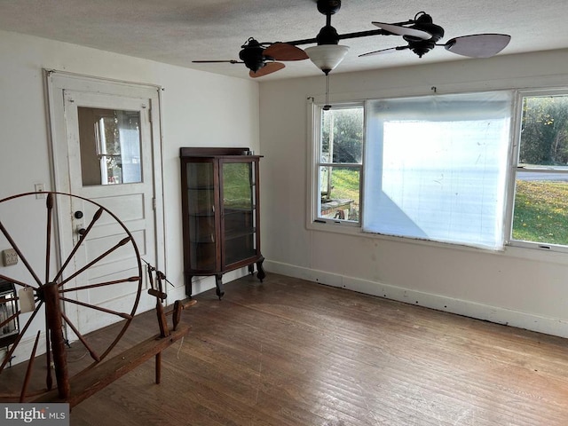 unfurnished room featuring hardwood / wood-style flooring, a textured ceiling, and a healthy amount of sunlight