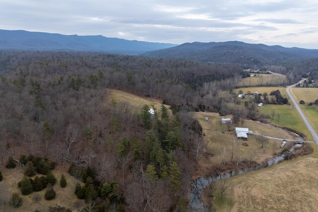 birds eye view of property with a mountain view