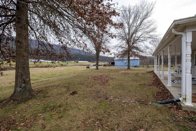 view of yard featuring a mountain view