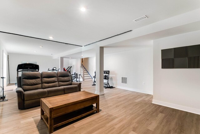 living room featuring light hardwood / wood-style floors