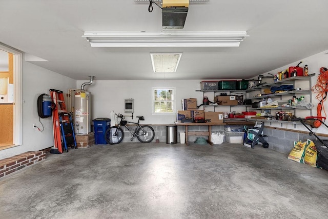 garage featuring water heater