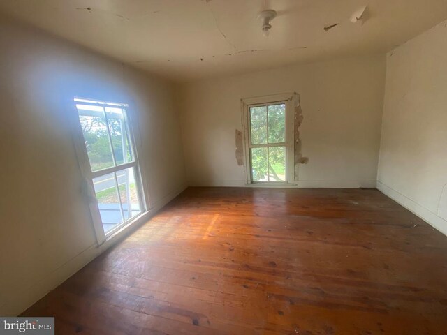 empty room with hardwood / wood-style flooring and a wealth of natural light