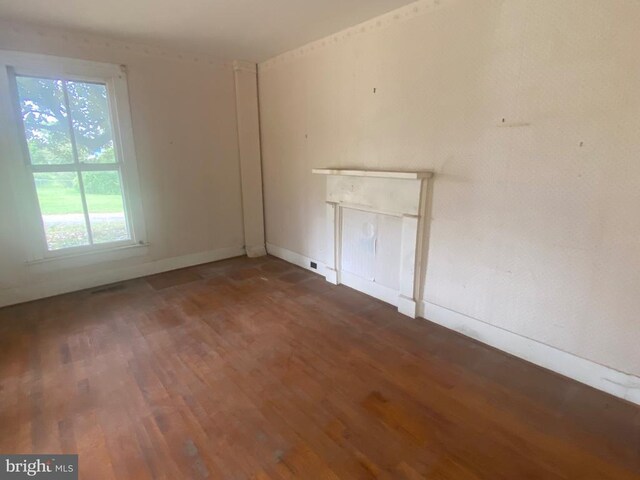 spare room with dark hardwood / wood-style flooring