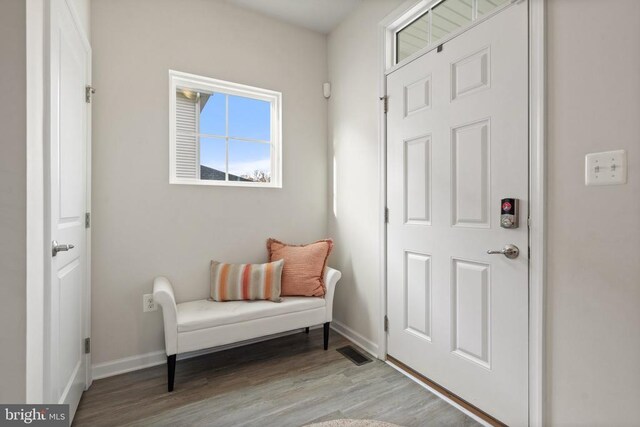 sitting room featuring light hardwood / wood-style flooring