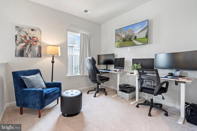 view of carpeted office space