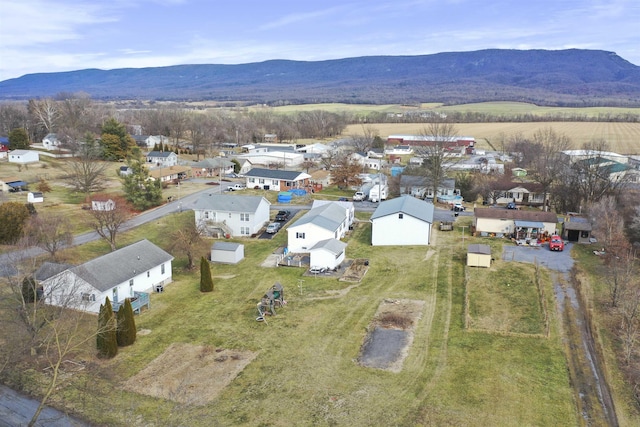 aerial view featuring a residential view and a mountain view