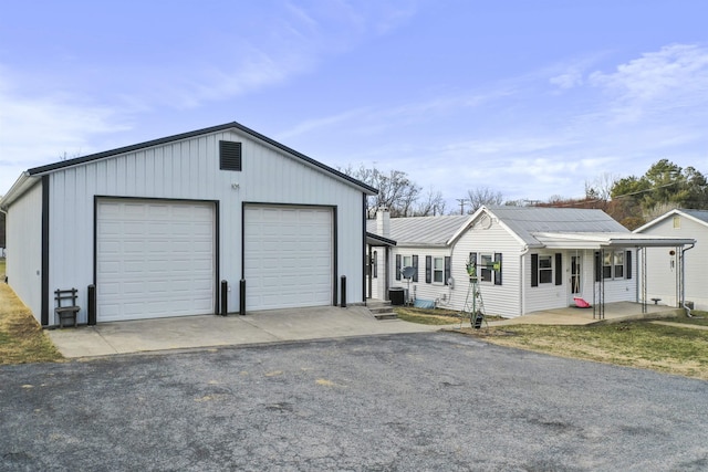 detached garage with cooling unit