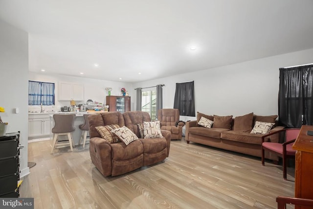 living room featuring light hardwood / wood-style flooring