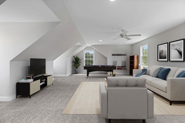 living room with plenty of natural light, baseboards, and pool table