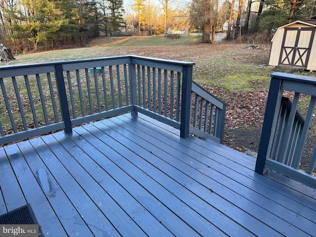 deck featuring a storage unit