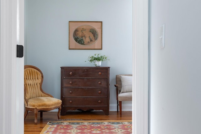 living area featuring wood finished floors