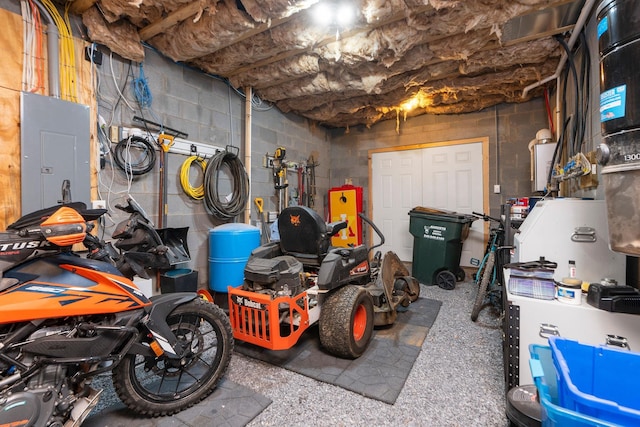 garage with electric panel