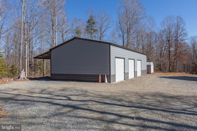 view of detached garage