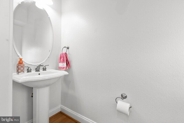 bathroom featuring wood-type flooring