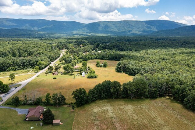 drone / aerial view featuring a mountain view