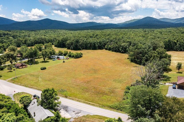 birds eye view of property featuring a mountain view