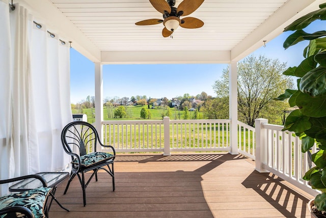 deck featuring a ceiling fan