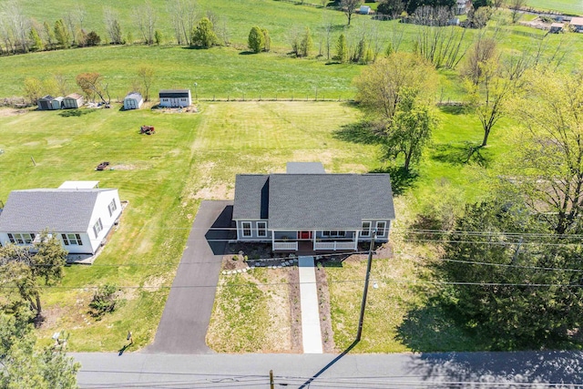 bird's eye view with a rural view