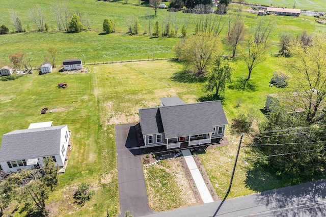 drone / aerial view with a rural view