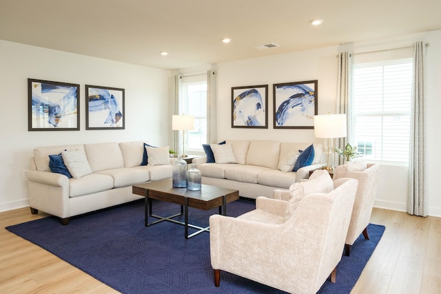 living room featuring light hardwood / wood-style floors