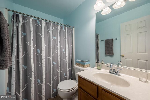 bathroom with vanity and toilet